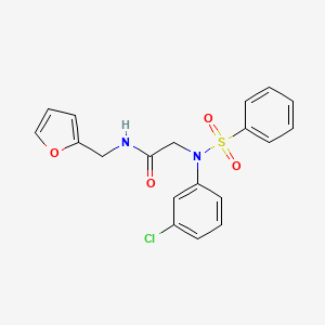 molecular formula C19H17ClN2O4S B3676936 N~2~-(3-chlorophenyl)-N~1~-(2-furylmethyl)-N~2~-(phenylsulfonyl)glycinamide 