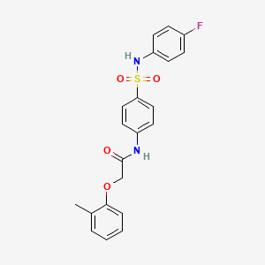 molecular formula C21H19FN2O4S B3676941 N-(4-{[(4-fluorophenyl)amino]sulfonyl}phenyl)-2-(2-methylphenoxy)acetamide 
