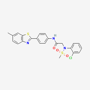molecular formula C23H20ClN3O3S2 B3676964 N~2~-(2-chlorophenyl)-N~1~-[4-(6-methyl-1,3-benzothiazol-2-yl)phenyl]-N~2~-(methylsulfonyl)glycinamide 