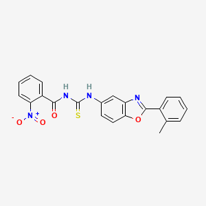 molecular formula C22H16N4O4S B3676972 N-({[2-(2-methylphenyl)-1,3-benzoxazol-5-yl]amino}carbonothioyl)-2-nitrobenzamide 