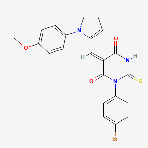 molecular formula C22H16BrN3O3S B3676977 1-(4-bromophenyl)-5-{[1-(4-methoxyphenyl)-1H-pyrrol-2-yl]methylene}-2-thioxodihydro-4,6(1H,5H)-pyrimidinedione 
