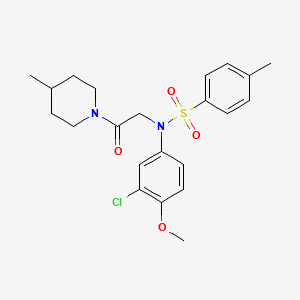 molecular formula C22H27ClN2O4S B3676981 N-(3-chloro-4-methoxyphenyl)-4-methyl-N-[2-(4-methyl-1-piperidinyl)-2-oxoethyl]benzenesulfonamide CAS No. 6450-32-4