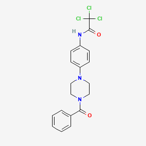 molecular formula C19H18Cl3N3O2 B3677020 N-[4-(4-benzoyl-1-piperazinyl)phenyl]-2,2,2-trichloroacetamide 
