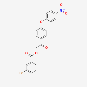 molecular formula C22H16BrNO6 B3677027 2-[4-(4-nitrophenoxy)phenyl]-2-oxoethyl 3-bromo-4-methylbenzoate 