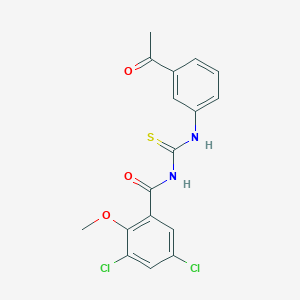 molecular formula C17H14Cl2N2O3S B3677080 N-{[(3-acetylphenyl)amino]carbonothioyl}-3,5-dichloro-2-methoxybenzamide 