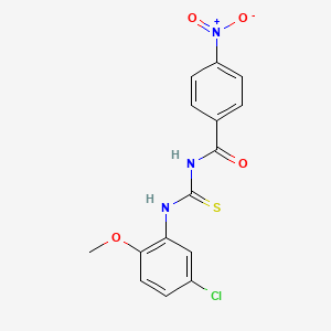 molecular formula C15H12ClN3O4S B3677090 N-{[(5-chloro-2-methoxyphenyl)amino]carbonothioyl}-4-nitrobenzamide 