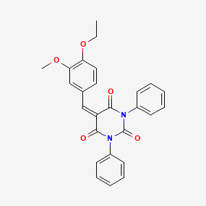 molecular formula C26H22N2O5 B3677099 5-(4-ethoxy-3-methoxybenzylidene)-1,3-diphenyl-2,4,6(1H,3H,5H)-pyrimidinetrione 
