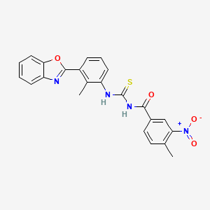 molecular formula C23H18N4O4S B3677116 N-({[3-(1,3-benzoxazol-2-yl)-2-methylphenyl]amino}carbonothioyl)-4-methyl-3-nitrobenzamide 