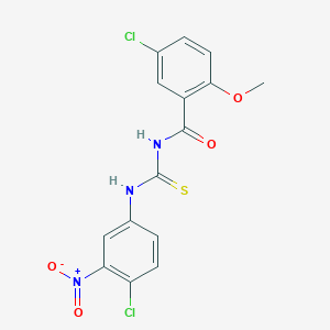 molecular formula C15H11Cl2N3O4S B3677129 5-chloro-N-{[(4-chloro-3-nitrophenyl)amino]carbonothioyl}-2-methoxybenzamide 