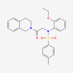 molecular formula C26H28N2O4S B3677155 N-[2-(3,4-dihydro-2(1H)-isoquinolinyl)-2-oxoethyl]-N-(2-ethoxyphenyl)-4-methylbenzenesulfonamide 