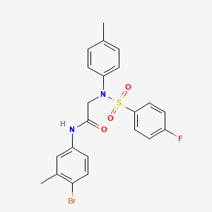 molecular formula C22H20BrFN2O3S B3677165 N~1~-(4-bromo-3-methylphenyl)-N~2~-[(4-fluorophenyl)sulfonyl]-N~2~-(4-methylphenyl)glycinamide 