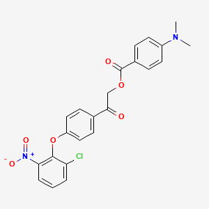 molecular formula C23H19ClN2O6 B3677189 2-[4-(2-chloro-6-nitrophenoxy)phenyl]-2-oxoethyl 4-(dimethylamino)benzoate 