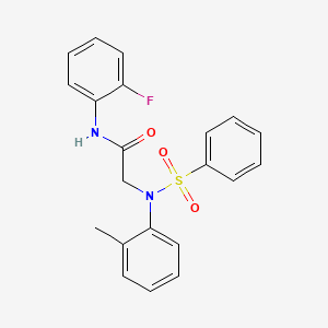 molecular formula C21H19FN2O3S B3677202 N~1~-(2-fluorophenyl)-N~2~-(2-methylphenyl)-N~2~-(phenylsulfonyl)glycinamide 