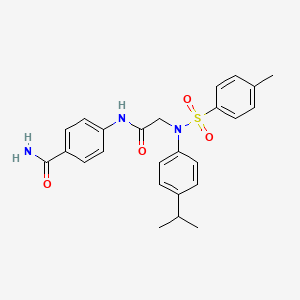 molecular formula C25H27N3O4S B3677210 4-({N-(4-isopropylphenyl)-N-[(4-methylphenyl)sulfonyl]glycyl}amino)benzamide 