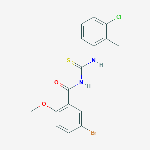 molecular formula C16H14BrClN2O2S B3677222 5-bromo-N-{[(3-chloro-2-methylphenyl)amino]carbonothioyl}-2-methoxybenzamide 