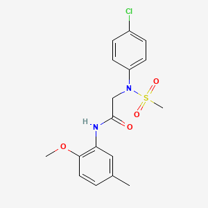 molecular formula C17H19ClN2O4S B3677231 N~2~-(4-chlorophenyl)-N~1~-(2-methoxy-5-methylphenyl)-N~2~-(methylsulfonyl)glycinamide 