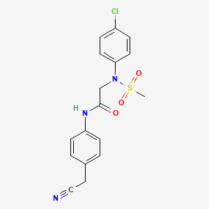 molecular formula C17H16ClN3O3S B3677245 N~2~-(4-chlorophenyl)-N~1~-[4-(cyanomethyl)phenyl]-N~2~-(methylsulfonyl)glycinamide 