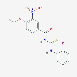 molecular formula C16H14FN3O4S B3677249 4-ethoxy-N-{[(2-fluorophenyl)amino]carbonothioyl}-3-nitrobenzamide 