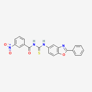 molecular formula C21H14N4O4S B3677259 3-nitro-N-{[(2-phenyl-1,3-benzoxazol-5-yl)amino]carbonothioyl}benzamide 
