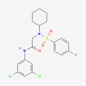 molecular formula C20H21Cl2FN2O3S B3677264 N~2~-cyclohexyl-N~1~-(3,5-dichlorophenyl)-N~2~-[(4-fluorophenyl)sulfonyl]glycinamide 