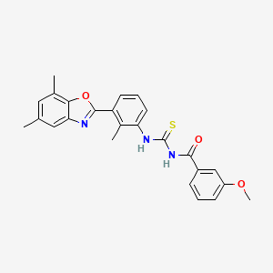 molecular formula C25H23N3O3S B3677271 N-({[3-(5,7-dimethyl-1,3-benzoxazol-2-yl)-2-methylphenyl]amino}carbonothioyl)-3-methoxybenzamide 