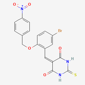 molecular formula C18H12BrN3O5S B3677295 5-{5-bromo-2-[(4-nitrobenzyl)oxy]benzylidene}-2-thioxodihydro-4,6(1H,5H)-pyrimidinedione 