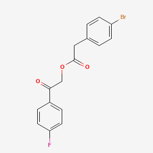 molecular formula C16H12BrFO3 B3677335 2-(4-fluorophenyl)-2-oxoethyl (4-bromophenyl)acetate 