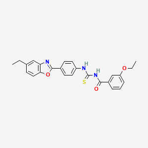molecular formula C25H23N3O3S B3677341 3-ethoxy-N-({[4-(5-ethyl-1,3-benzoxazol-2-yl)phenyl]amino}carbonothioyl)benzamide 