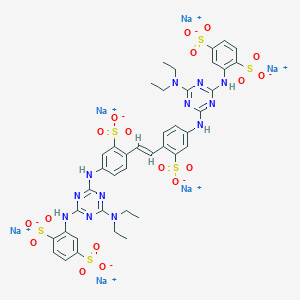 molecular formula C40H38N12Na6O18S6 B036774 1,4-苯二磺酸，2,2'-(1,2-乙烯二基双((3-磺基-4,1-苯亚甲基)亚氨基(6-(二乙氨基)-1,3,5-三嗪-4,2-二基)亚氨基))双-, 六钠盐 CAS No. 41098-56-0