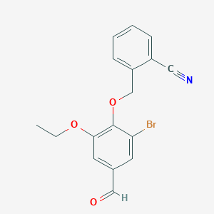 molecular formula C17H14BrNO3 B3677410 2-[(2-bromo-6-ethoxy-4-formylphenoxy)methyl]benzonitrile 