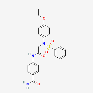molecular formula C23H23N3O5S B3677422 4-{[N-(4-ethoxyphenyl)-N-(phenylsulfonyl)glycyl]amino}benzamide 