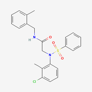 molecular formula C23H23ClN2O3S B3677432 N~2~-(3-chloro-2-methylphenyl)-N~1~-(2-methylbenzyl)-N~2~-(phenylsulfonyl)glycinamide 