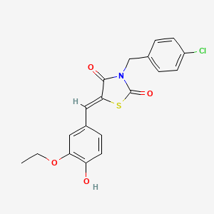 molecular formula C19H16ClNO4S B3677440 3-(4-chlorobenzyl)-5-(3-ethoxy-4-hydroxybenzylidene)-1,3-thiazolidine-2,4-dione 