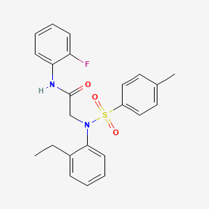 molecular formula C23H23FN2O3S B3677460 N~2~-(2-ethylphenyl)-N~1~-(2-fluorophenyl)-N~2~-[(4-methylphenyl)sulfonyl]glycinamide 