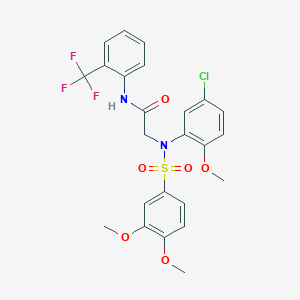 molecular formula C24H22ClF3N2O6S B3677461 N~2~-(5-chloro-2-methoxyphenyl)-N~2~-[(3,4-dimethoxyphenyl)sulfonyl]-N~1~-[2-(trifluoromethyl)phenyl]glycinamide 