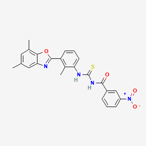 molecular formula C24H20N4O4S B3677470 N-({[3-(5,7-dimethyl-1,3-benzoxazol-2-yl)-2-methylphenyl]amino}carbonothioyl)-3-nitrobenzamide 