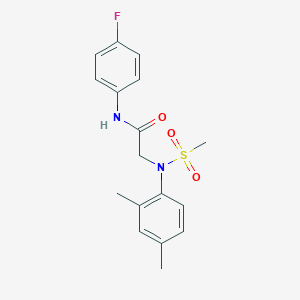 molecular formula C17H19FN2O3S B3677477 N~2~-(2,4-dimethylphenyl)-N~1~-(4-fluorophenyl)-N~2~-(methylsulfonyl)glycinamide 