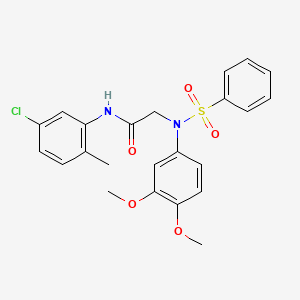 molecular formula C23H23ClN2O5S B3677484 N~1~-(5-chloro-2-methylphenyl)-N~2~-(3,4-dimethoxyphenyl)-N~2~-(phenylsulfonyl)glycinamide 