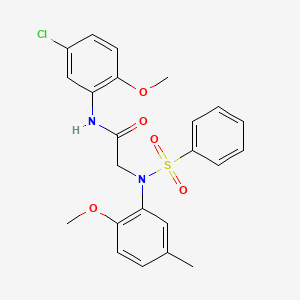 molecular formula C23H23ClN2O5S B3677492 N~1~-(5-chloro-2-methoxyphenyl)-N~2~-(2-methoxy-5-methylphenyl)-N~2~-(phenylsulfonyl)glycinamide 