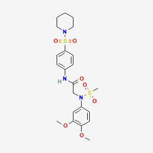 molecular formula C22H29N3O7S2 B3677506 N~2~-(3,4-dimethoxyphenyl)-N~2~-(methylsulfonyl)-N~1~-[4-(1-piperidinylsulfonyl)phenyl]glycinamide 