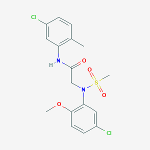 molecular formula C17H18Cl2N2O4S B3677507 N~2~-(5-chloro-2-methoxyphenyl)-N~1~-(5-chloro-2-methylphenyl)-N~2~-(methylsulfonyl)glycinamide 