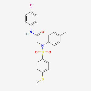 molecular formula C22H21FN2O3S2 B3677538 N~1~-(4-fluorophenyl)-N~2~-(4-methylphenyl)-N~2~-{[4-(methylthio)phenyl]sulfonyl}glycinamide 