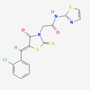 molecular formula C15H10ClN3O2S3 B3677580 2-[5-(2-chlorobenzylidene)-4-oxo-2-thioxo-1,3-thiazolidin-3-yl]-N-1,3-thiazol-2-ylacetamide 