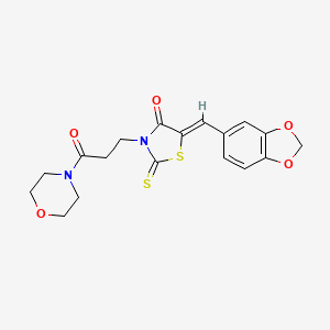 molecular formula C18H18N2O5S2 B3677582 5-(1,3-benzodioxol-5-ylmethylene)-3-[3-(4-morpholinyl)-3-oxopropyl]-2-thioxo-1,3-thiazolidin-4-one 