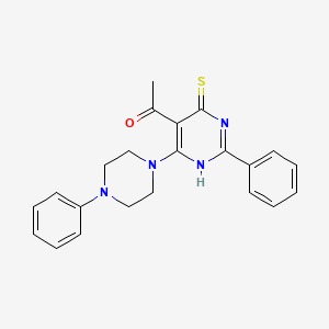 molecular formula C22H22N4OS B3677594 1-[2-phenyl-4-(4-phenyl-1-piperazinyl)-6-thioxo-1,6-dihydro-5-pyrimidinyl]ethanone 