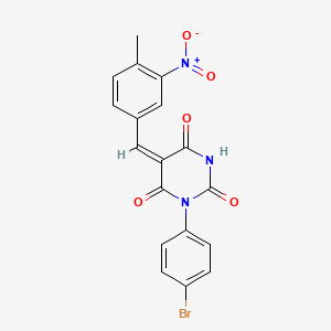 molecular formula C18H12BrN3O5 B3677638 1-(4-bromophenyl)-5-(4-methyl-3-nitrobenzylidene)-2,4,6(1H,3H,5H)-pyrimidinetrione 