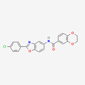 molecular formula C22H15ClN2O4 B3677640 N-[2-(4-chlorophenyl)-1,3-benzoxazol-5-yl]-2,3-dihydro-1,4-benzodioxine-6-carboxamide 