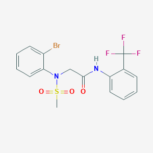 molecular formula C16H14BrF3N2O3S B3677647 N~2~-(2-bromophenyl)-N~2~-(methylsulfonyl)-N~1~-[2-(trifluoromethyl)phenyl]glycinamide 