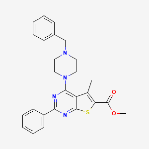 molecular formula C26H26N4O2S B3677658 methyl 4-(4-benzyl-1-piperazinyl)-5-methyl-2-phenylthieno[2,3-d]pyrimidine-6-carboxylate 