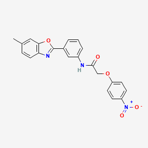 molecular formula C22H17N3O5 B3677673 N-[3-(6-methyl-1,3-benzoxazol-2-yl)phenyl]-2-(4-nitrophenoxy)acetamide 